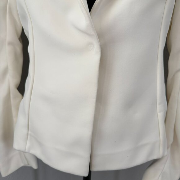DONNA KARAN Ivory Cream Scuba Stretch Blazer Jacket Sz 8 - Picture 8 of 16